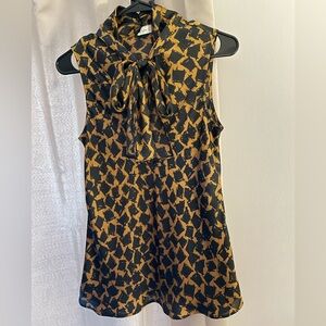 Chic Black and Gold Patterned Sleeveless Top